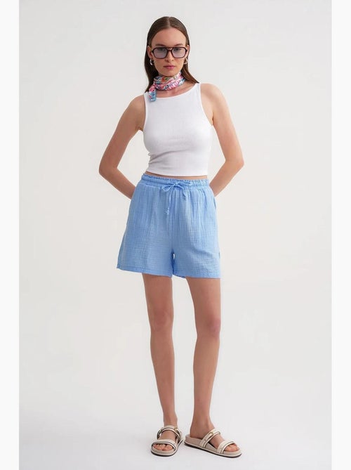 Shorts de tiro alto texturizados de pernera ancha mixray - Kiabi Shorts de tiro alto texturizados de pernera ancha mixray - Kiabi