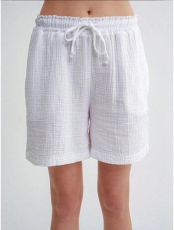 Shorts de tiro alto texturizados de pernera ancha mixray
