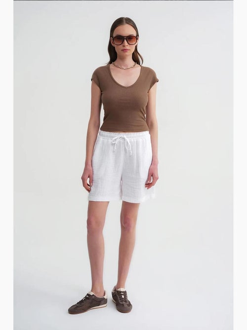 Shorts de tiro alto texturizados de pernera ancha mixray - Kiabi