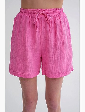 Shorts de tiro alto texturizados de pernera ancha mixray