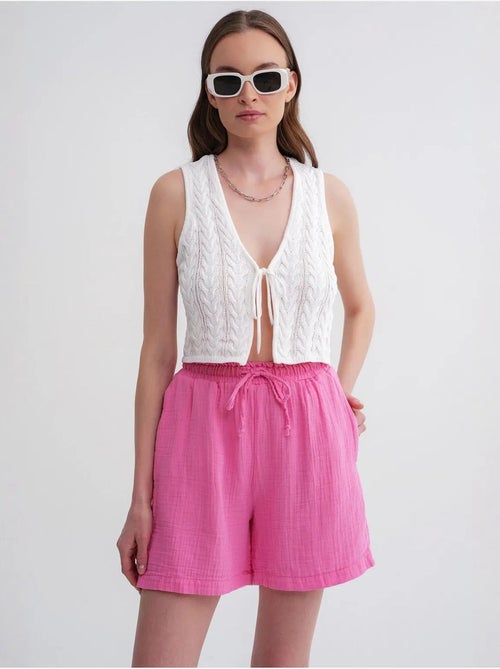 Shorts de tiro alto texturizados de pernera ancha mixray - Kiabi
