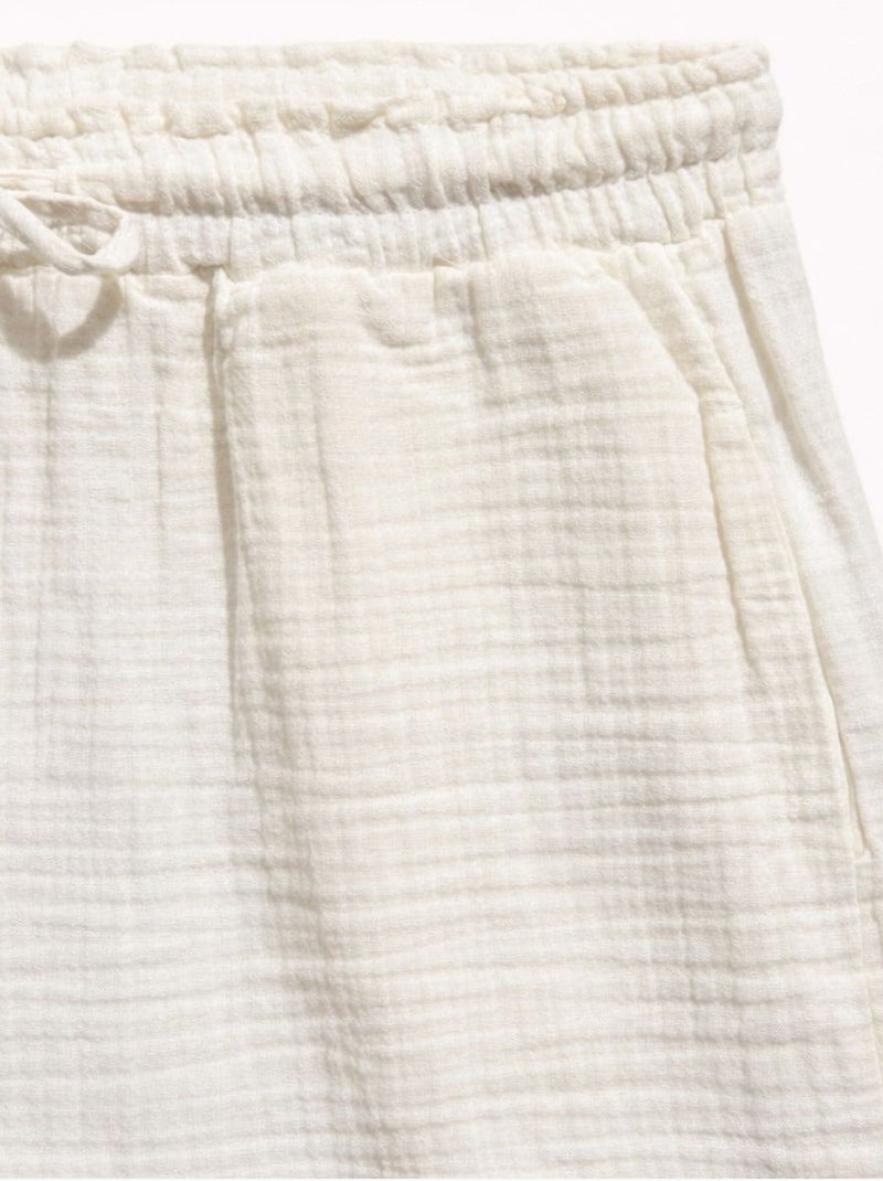 Shorts de tiro alto texturizados de pernera ancha mixray Crema - Kiabi