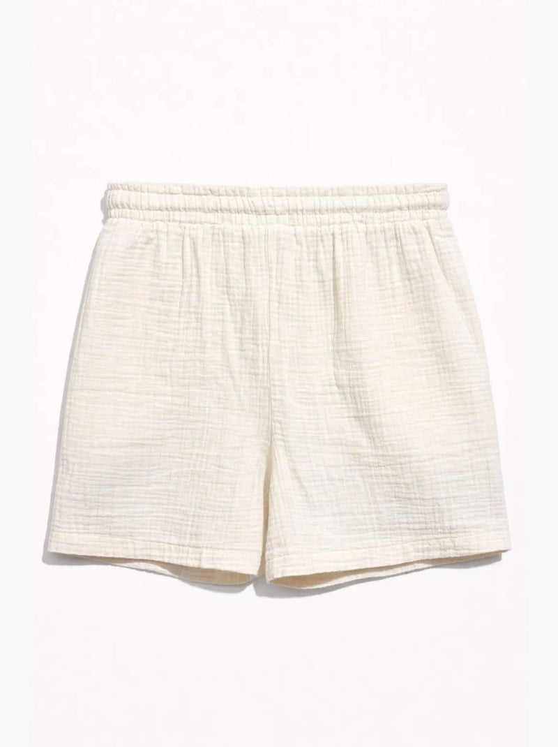 Shorts de tiro alto texturizados de pernera ancha mixray Crema - Kiabi