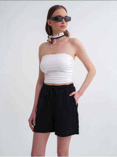 Shorts de tiro alto texturizados de pernera ancha mixray - Kiabi Shorts de tiro alto texturizados de pernera ancha mixray - Kiabi