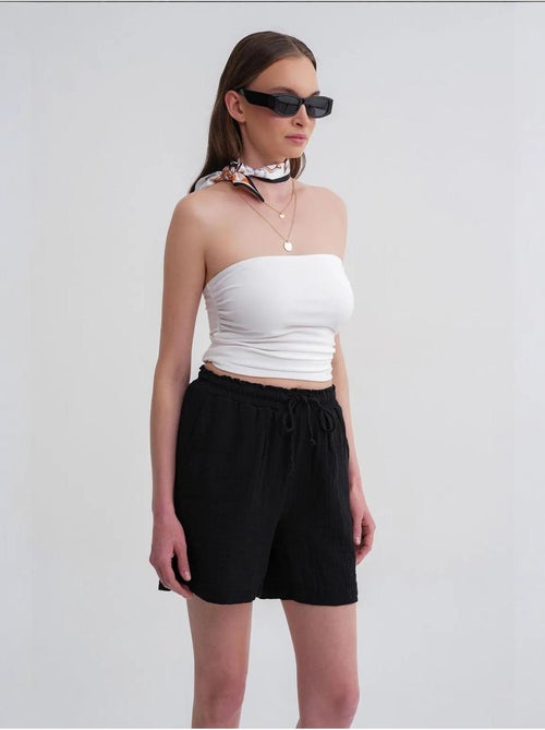 Shorts de tiro alto texturizados de pernera ancha mixray - Kiabi Shorts de tiro alto texturizados de pernera ancha mixray - Kiabi