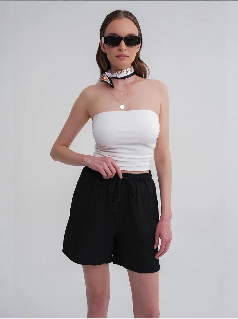 Shorts de tiro alto texturizados de pernera ancha mixray Negro - Kiabi