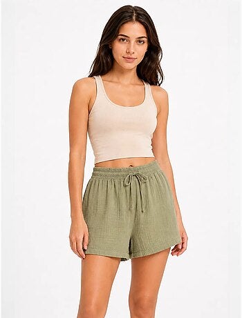 Shorts de tiro alto texturizados de pernera ancha mixray