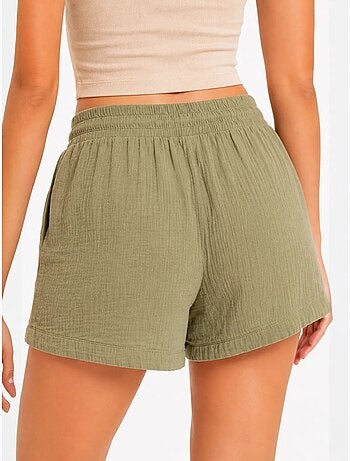 Shorts de tiro alto texturizados de pernera ancha mixray
