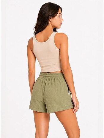 Shorts de tiro alto texturizados de pernera ancha mixray