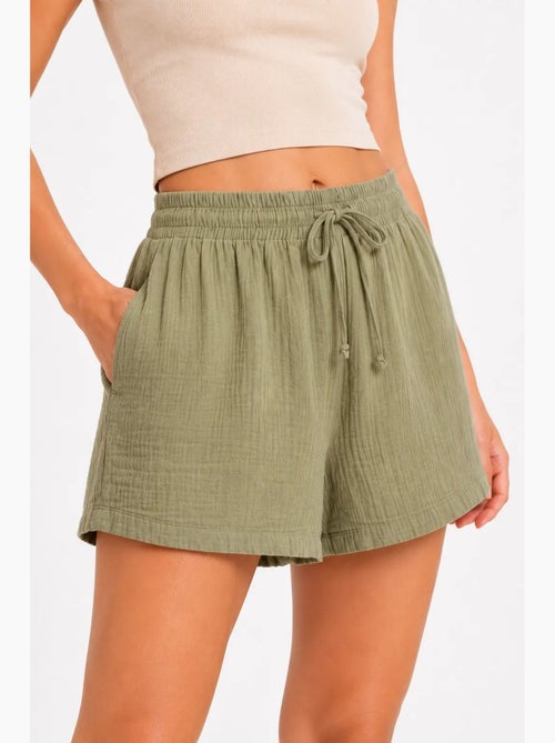 Shorts de tiro alto texturizados de pernera ancha mixray - Kiabi Shorts de tiro alto texturizados de pernera ancha mixray - Kiabi