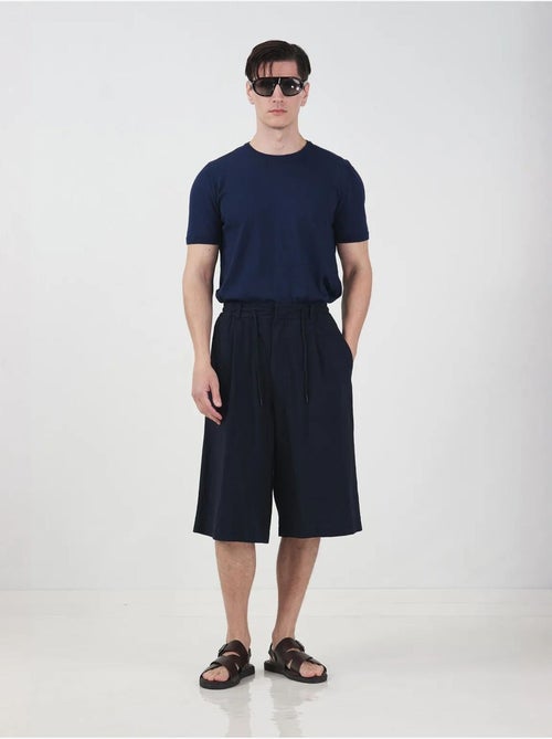 Shorts largos de pernera ancha estilo chino con cintura con cordón giesto - Kiabi Shorts largos de pernera ancha estilo chino con cintura con cordón giesto - Kiabi