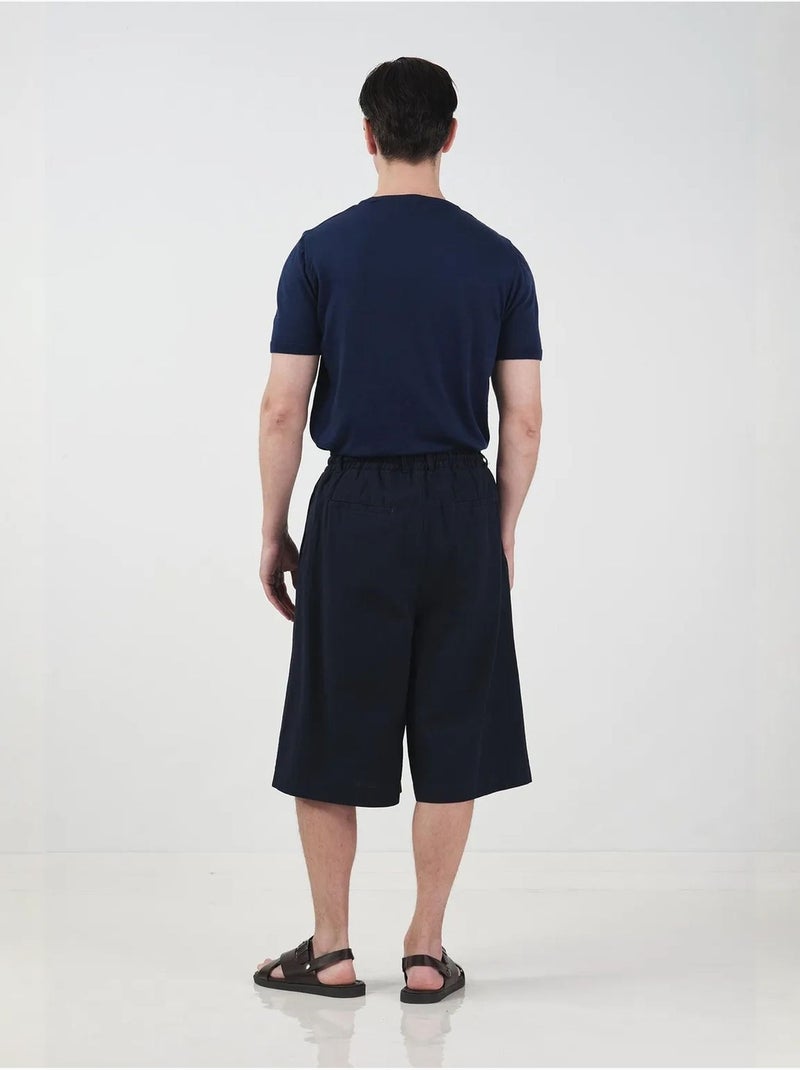 Shorts largos de pernera ancha estilo chino con cintura con cordón giesto Azul marino - Kiabi