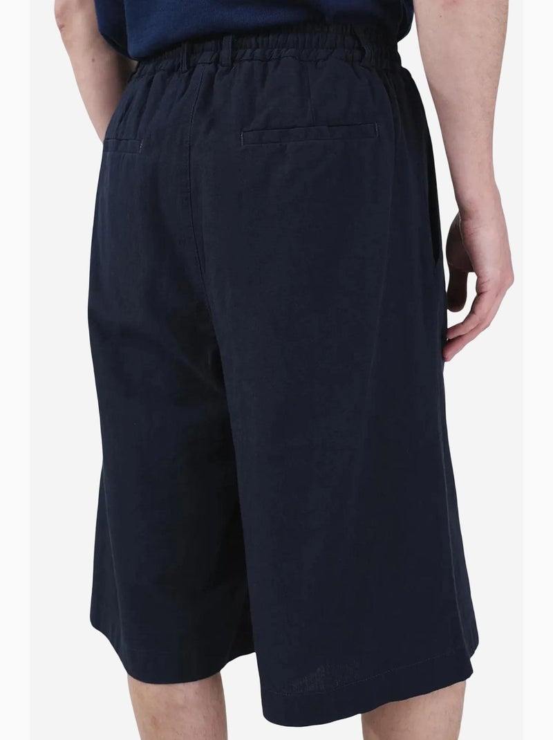 Shorts largos de pernera ancha estilo chino con cintura con cordón giesto Azul marino - Kiabi