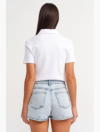 Shorts mom de denim de algodón de tiro alto dilvin