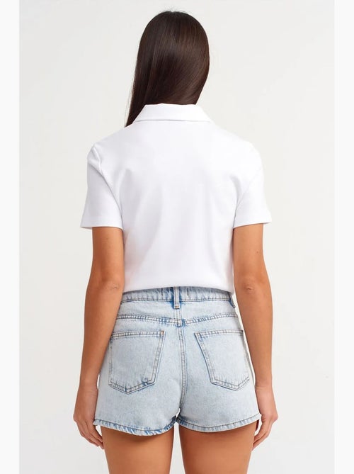 Shorts mom de denim de algodón de tiro alto dilvin - Kiabi Shorts mom de denim de algodón de tiro alto dilvin - Kiabi