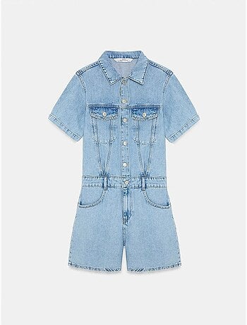 Shorts peto vaquero con cuello camisero dilvin