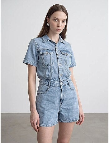 Shorts peto vaquero con cuello camisero dilvin