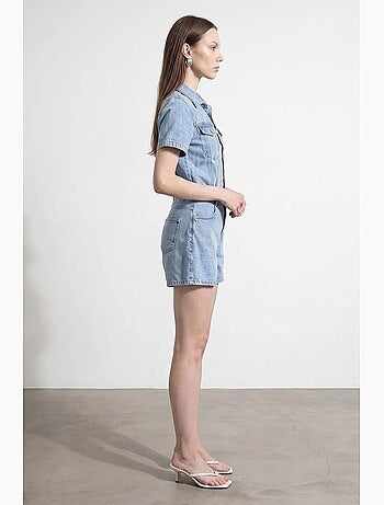 Shorts peto vaquero con cuello camisero dilvin