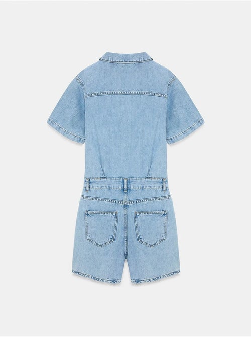Shorts peto vaquero con cuello camisero dilvin - Kiabi