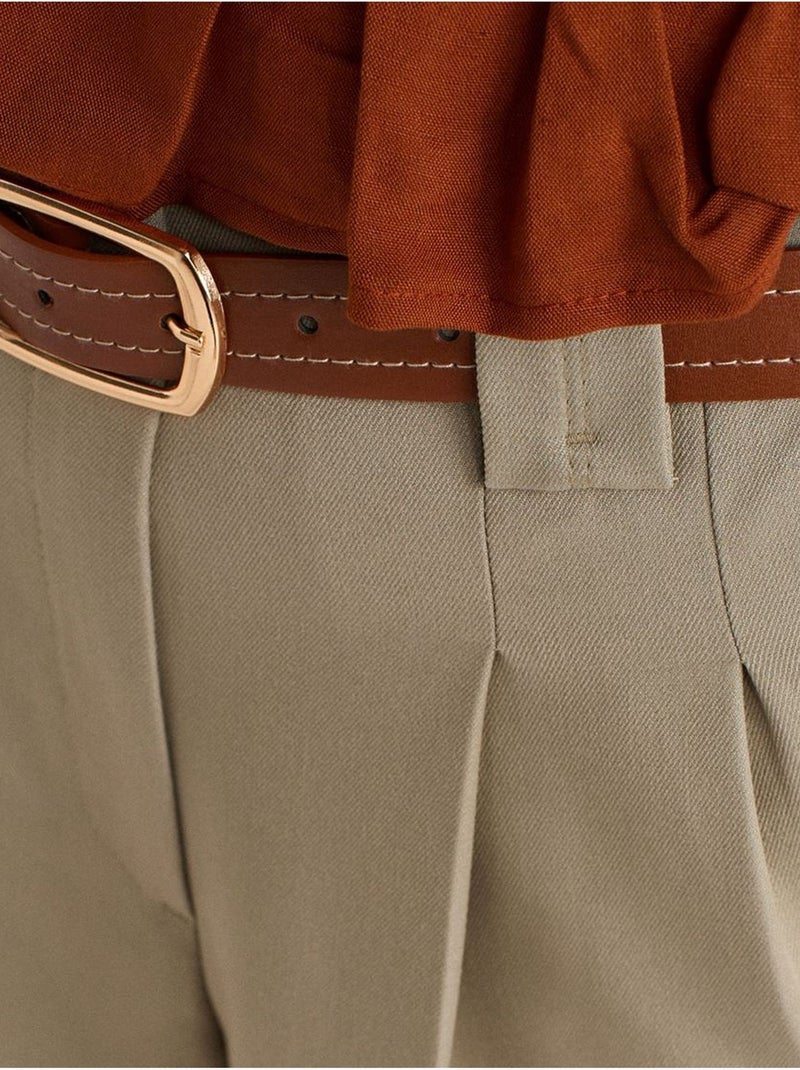 Shorts sastre de cintura alta para mujer dilvin Beige arcilla - Kiabi