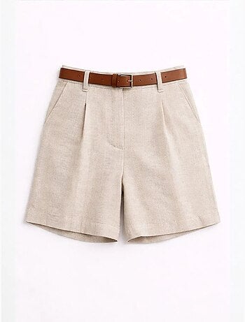 Shorts sastre de cintura alta, pernera ancha y con cinturón mixray