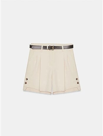Shorts sastre de crepé de tiro alto con cinturón