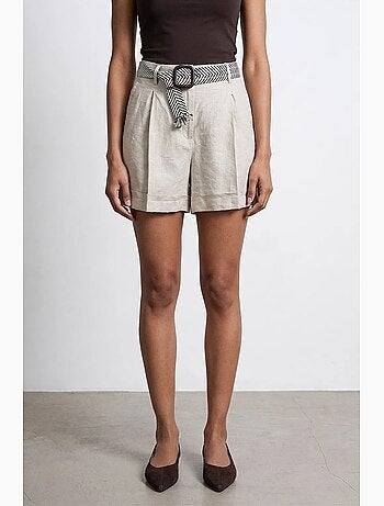Shorts sastre de lino de mujer de tiro alto dilvin