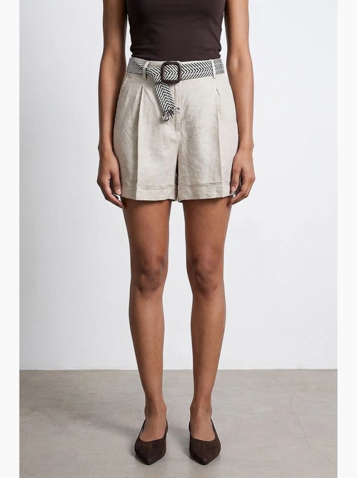 Shorts sastre de lino de mujer de tiro alto dilvin - Kiabi Shorts sastre de lino de mujer de tiro alto dilvin - Kiabi
