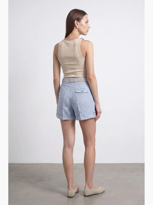 Shorts sastre de lino de mujer de tiro alto dilvin - Kiabi Shorts sastre de lino de mujer de tiro alto dilvin - Kiabi