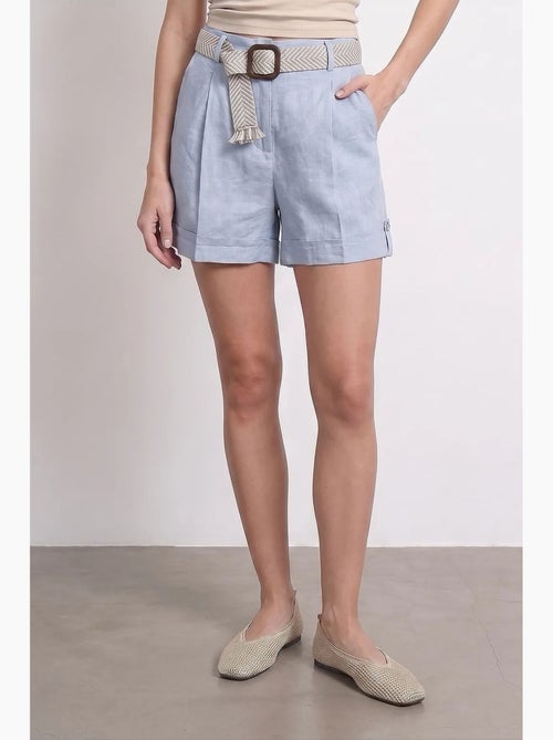 Shorts sastre de lino de mujer de tiro alto dilvin - Kiabi Shorts sastre de lino de mujer de tiro alto dilvin - Kiabi