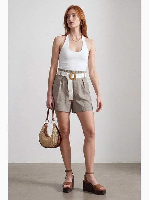 Shorts sastre de pernera ancha de tiro alto dilvin - Kiabi Shorts sastre de pernera ancha de tiro alto dilvin - Kiabi
