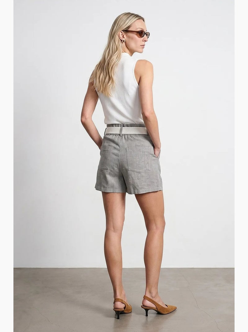 Shorts sastre de pernera ancha de tiro alto dilvin Gris claro - Kiabi