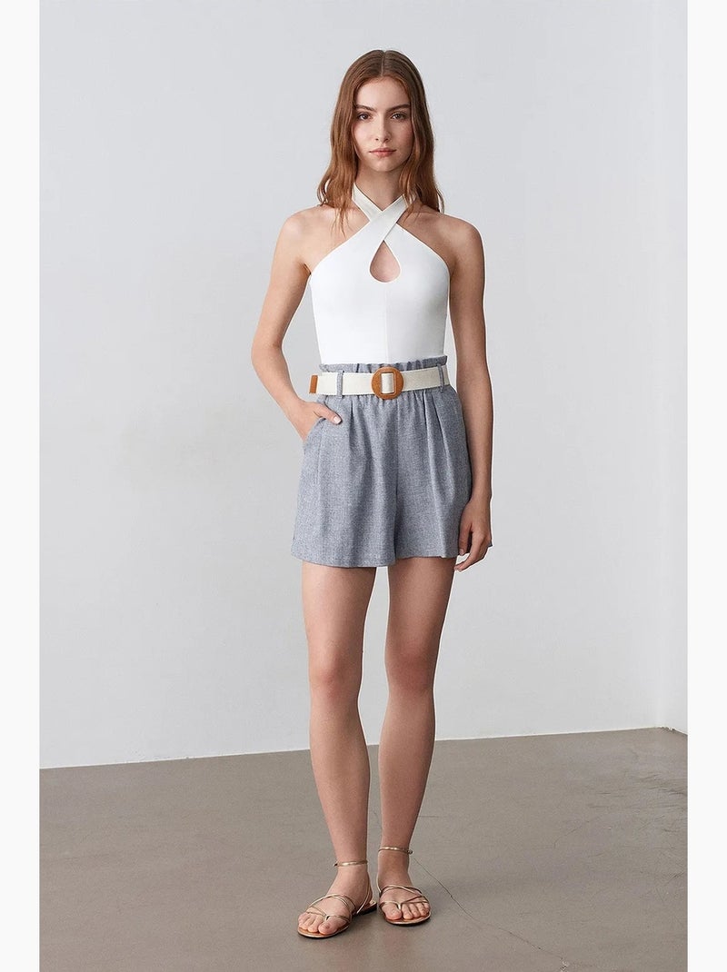 Shorts sastre de pernera ancha de tiro alto dilvin Gris - Kiabi