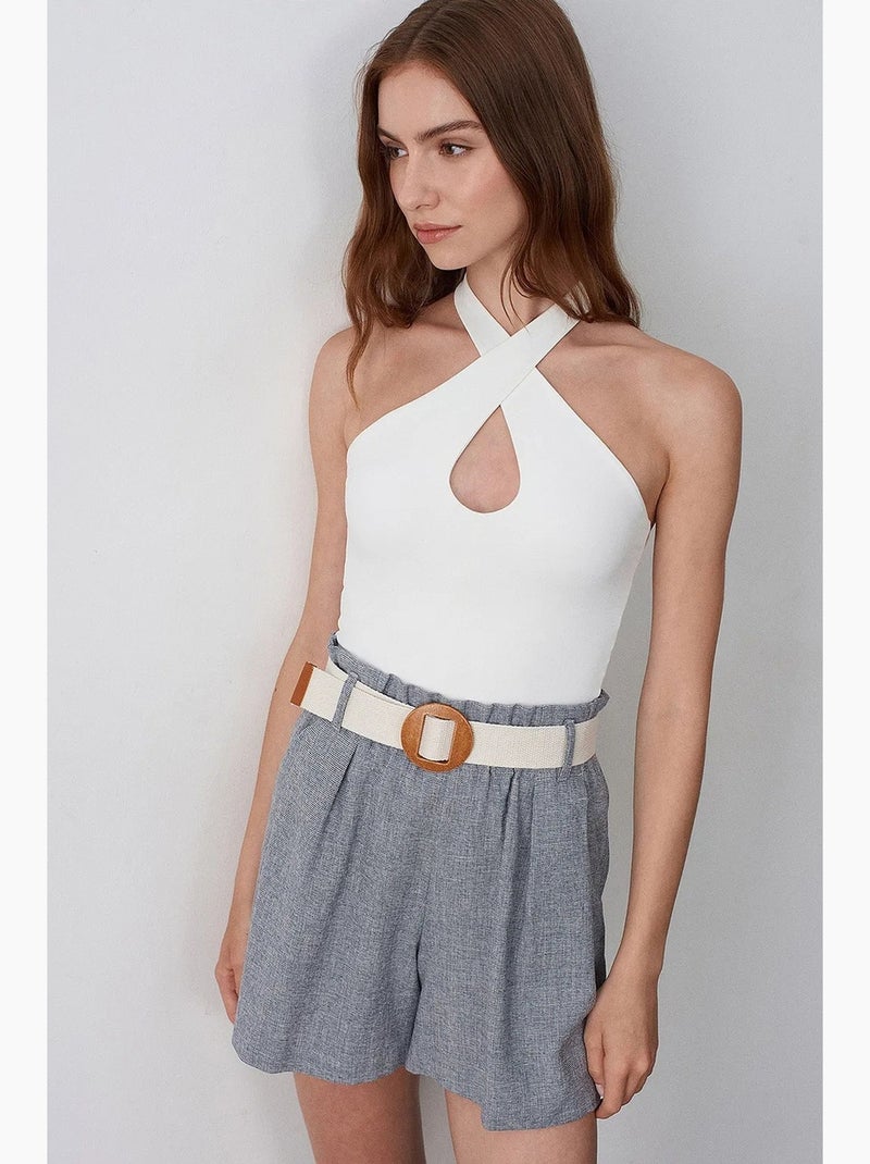Shorts sastre de pernera ancha de tiro alto dilvin Gris - Kiabi