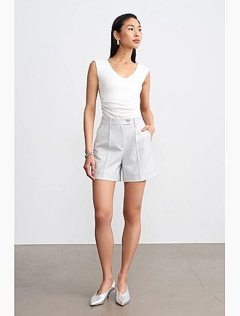Shorts sastre de tejido de cintura alta dilvin