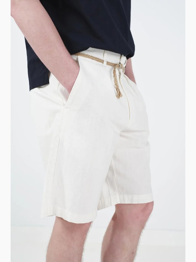 Shorts sastre de tejido de tiro medio con corte relajado giesto Blanco - Kiabi