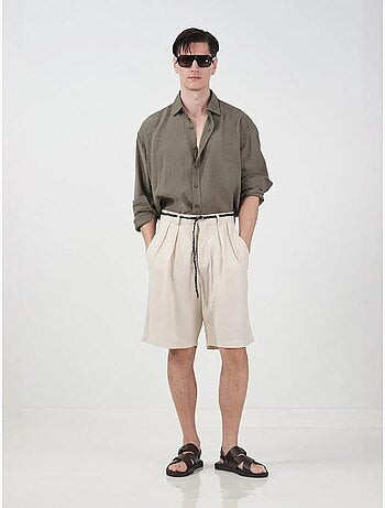 Shorts sastre de tencel de cintura alta y pernera ancha giesto