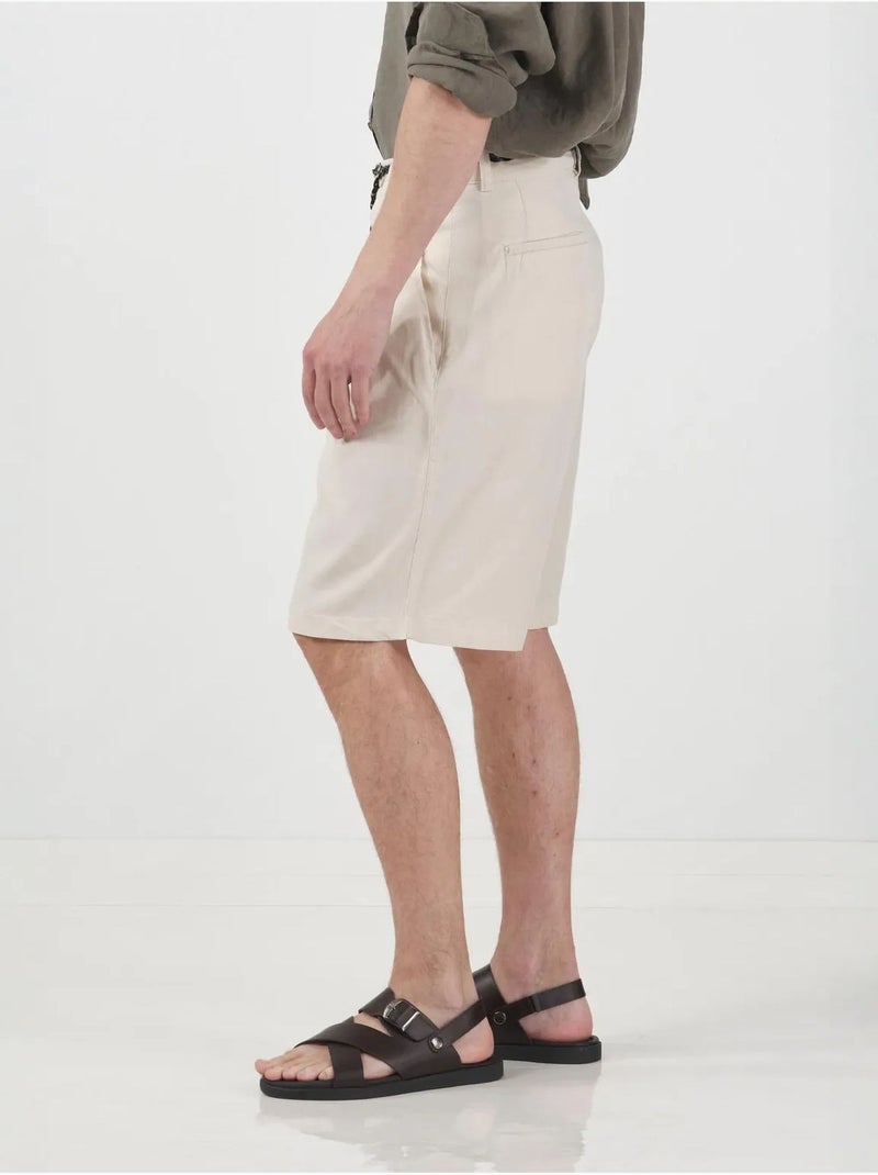Shorts sastre de tencel de cintura alta y pernera ancha giesto Beige arcilla - Kiabi