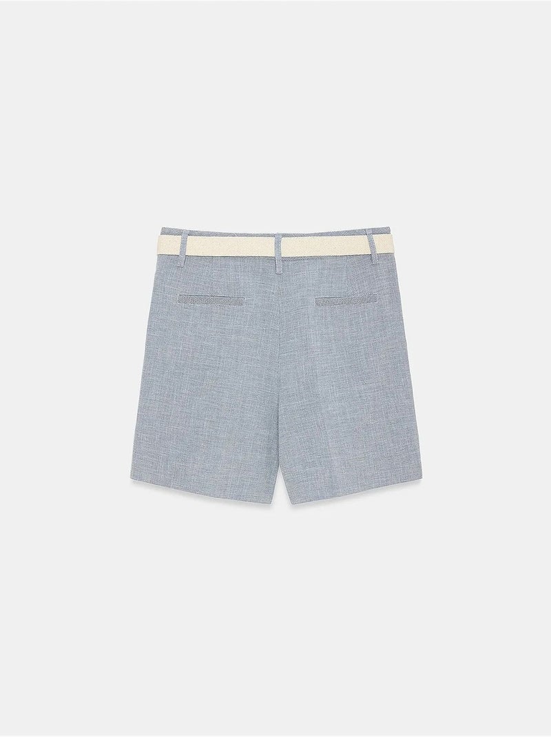 Shorts sastre de tiro alto con cinturón dilvin Azul pastel - Kiabi