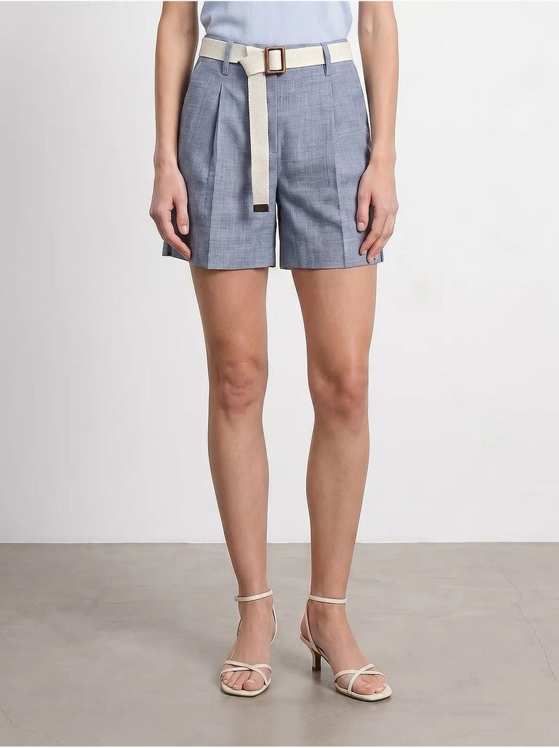 Shorts sastre de tiro alto con cinturón dilvin Azul pastel - Kiabi
