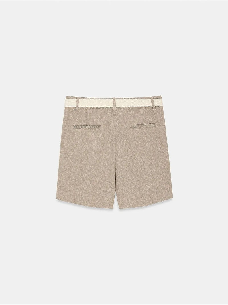 Shorts sastre de tiro alto con cinturón dilvin Beige arcilla - Kiabi