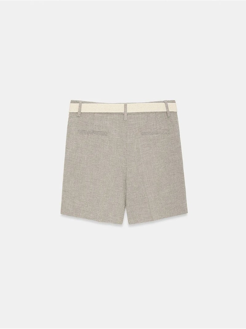 Shorts sastre de tiro alto con cinturón dilvin Gris claro - Kiabi