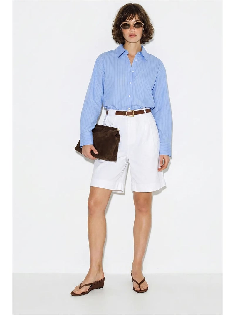 Shorts sastre de tiro alto con cinturón lucci Blanco - Kiabi