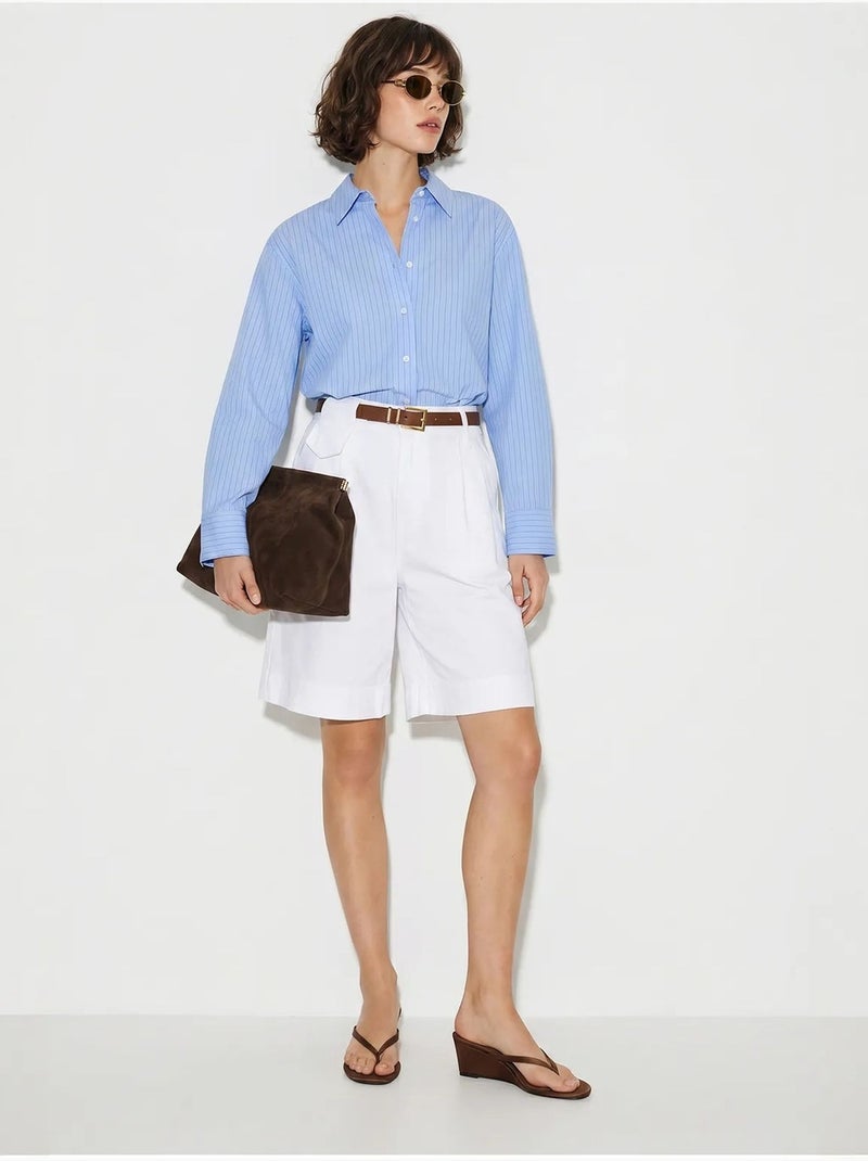 Shorts sastre de tiro alto con cinturón lucci Blanco - Kiabi