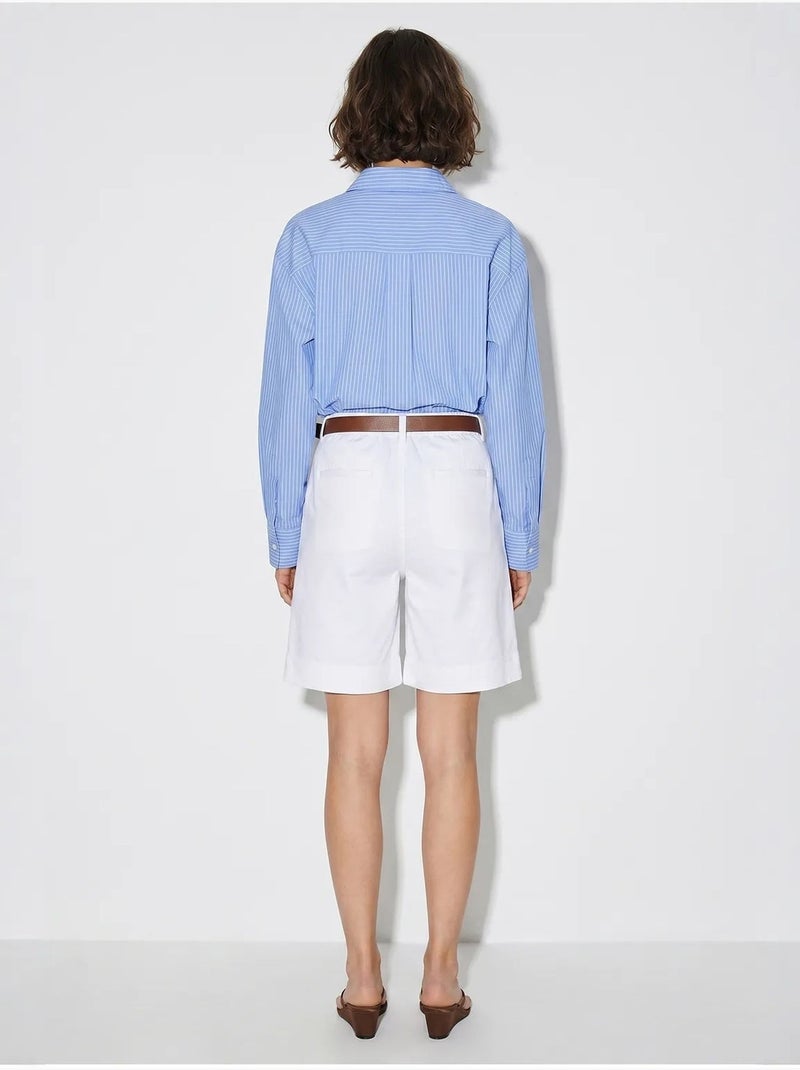 Shorts sastre de tiro alto con cinturón lucci Blanco - Kiabi