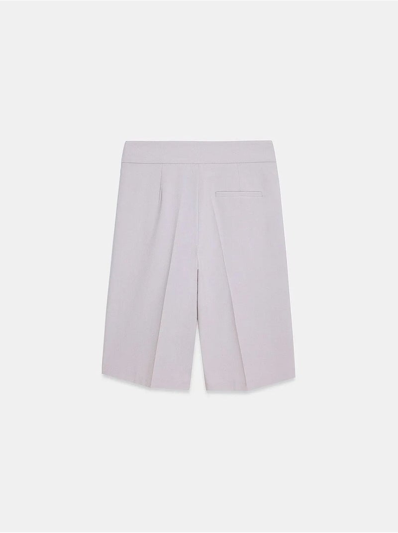 Shorts sastre de tiro alto y pernera ancha con cinturón dilvin Gris claro - Kiabi