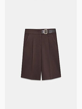 Shorts sastre de tiro alto y pernera ancha con cinturón dilvin