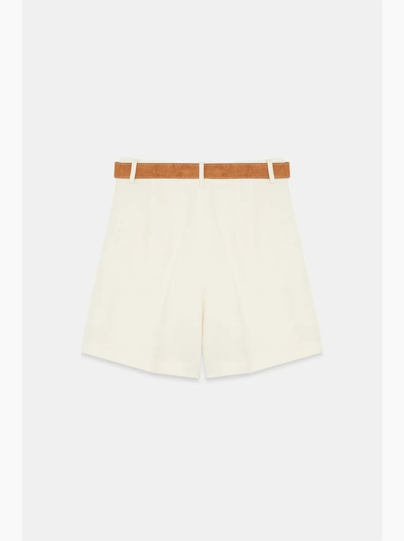 Shorts sastre de tiro alto y pernera ancha dilvin Crema - Kiabi
