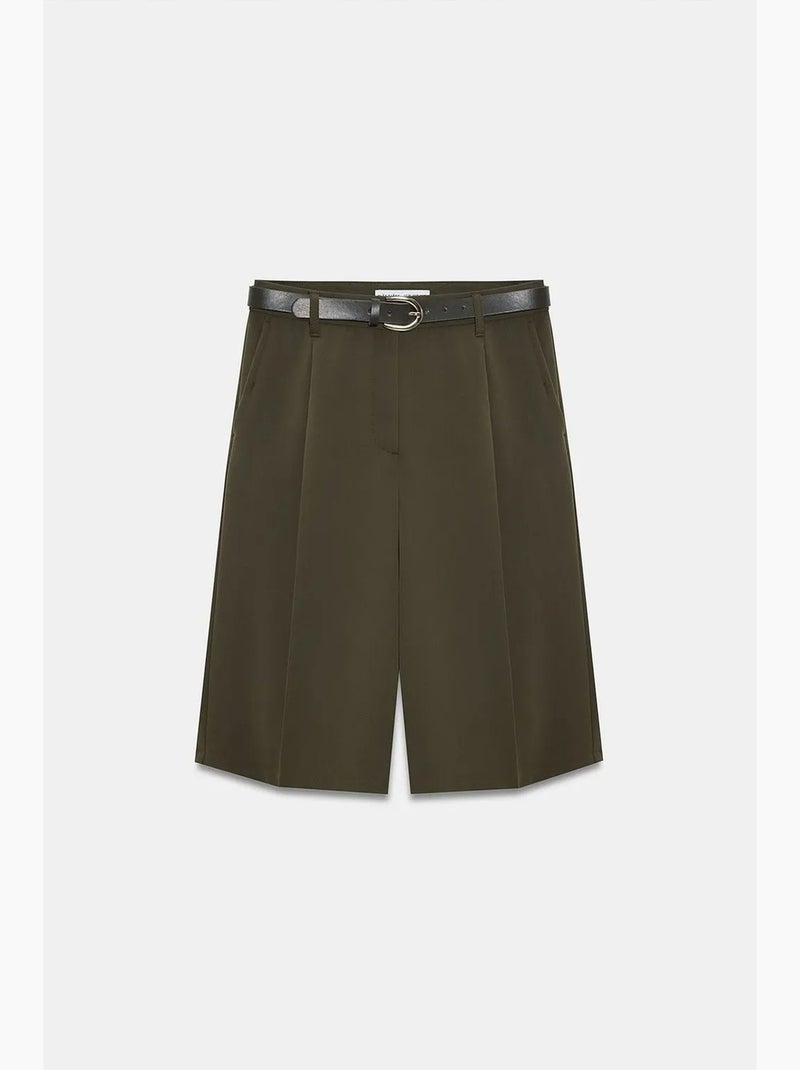 Shorts sastre de tiro alto y pernera ancha dilvin Verde caqui - Kiabi