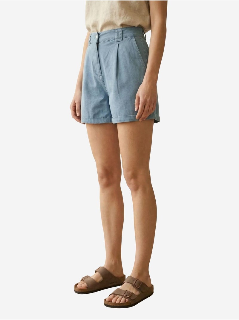 Shorts sastre de tiro alto y pernera ancha my fashion Azul claro - Kiabi